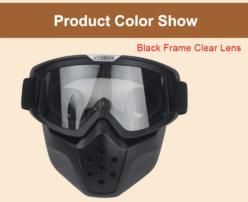 Ouveau VCOROS Modulaire Masque Amovible luneettes Et Bouche Filtre Parfait pour Casques de Moto винтажный Coslplay masque