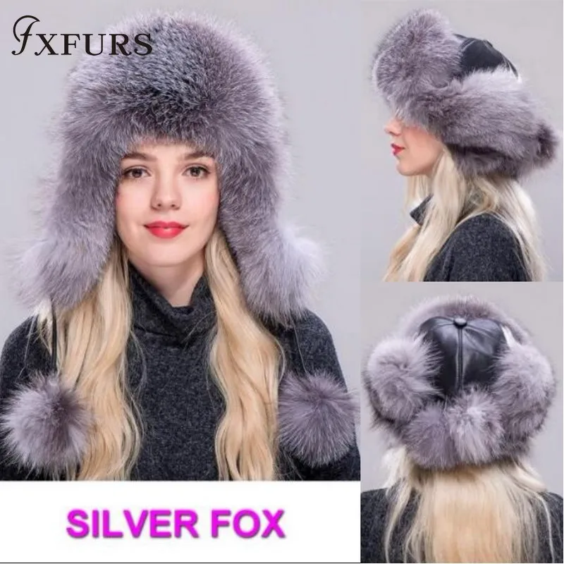 FXFURS женские зимние шапки из меха енота с кожаным верхом бомбардировщик ушных лоскутов шапки русская ушанка для улицы Leifeng лисий мех шапки