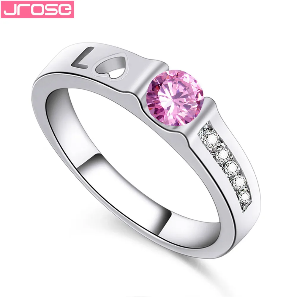 Оптовая продажа ювелирные изделия JROSE с надписью LOVE розовое кольцо из циркония