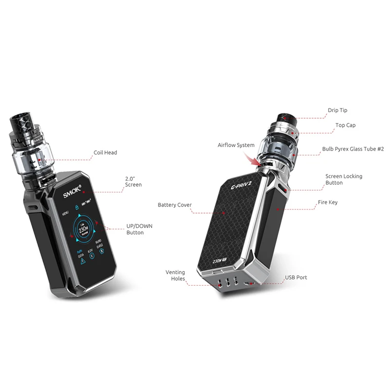 Original SMOK G-PRIV 2 Luxe Edition 230W Touch Screen TFV12 Prince TankVaporizer Gift Battery Electronic Cigarette Vape Kit | Электроника
