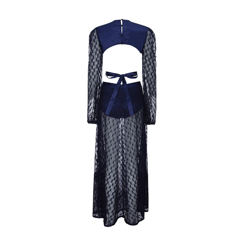 Bqueen Sexy Deep V Split Full Sleeve Women Dress Fashion Loose Floor Length Hollow Out Vestidos | Женская одежда