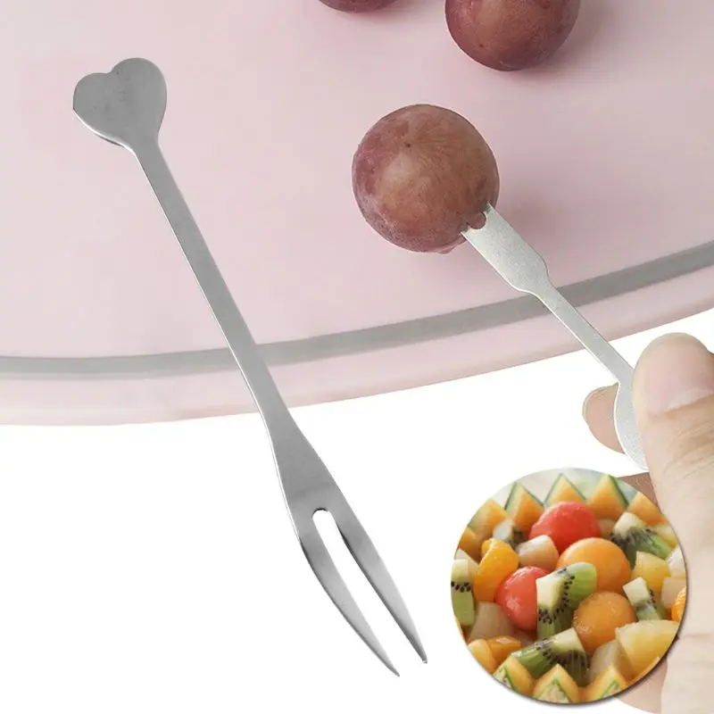 Мини вилка из нержавеющей стали с 2 зубьями для десертов тортов фруктов салатов