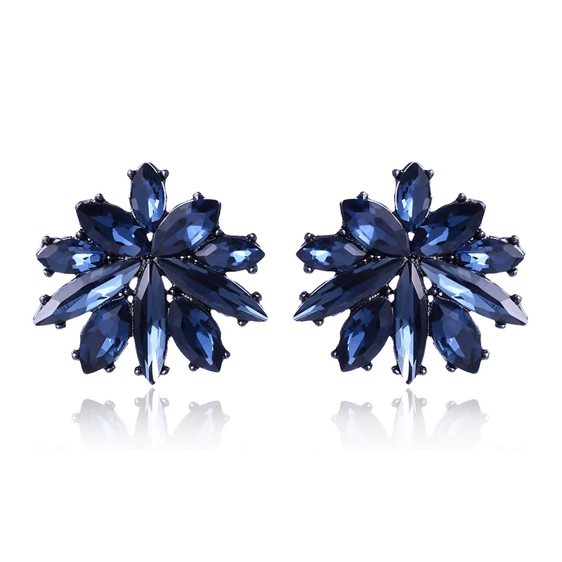 royal blue LUBOV 32 вида геометрические Кристальные серьги для пирсинга с голубым камнем золотые, серебряные, металлические висячие серьги трендовые женские вечерние ювелирные изделия - Окраска металла: royal blue