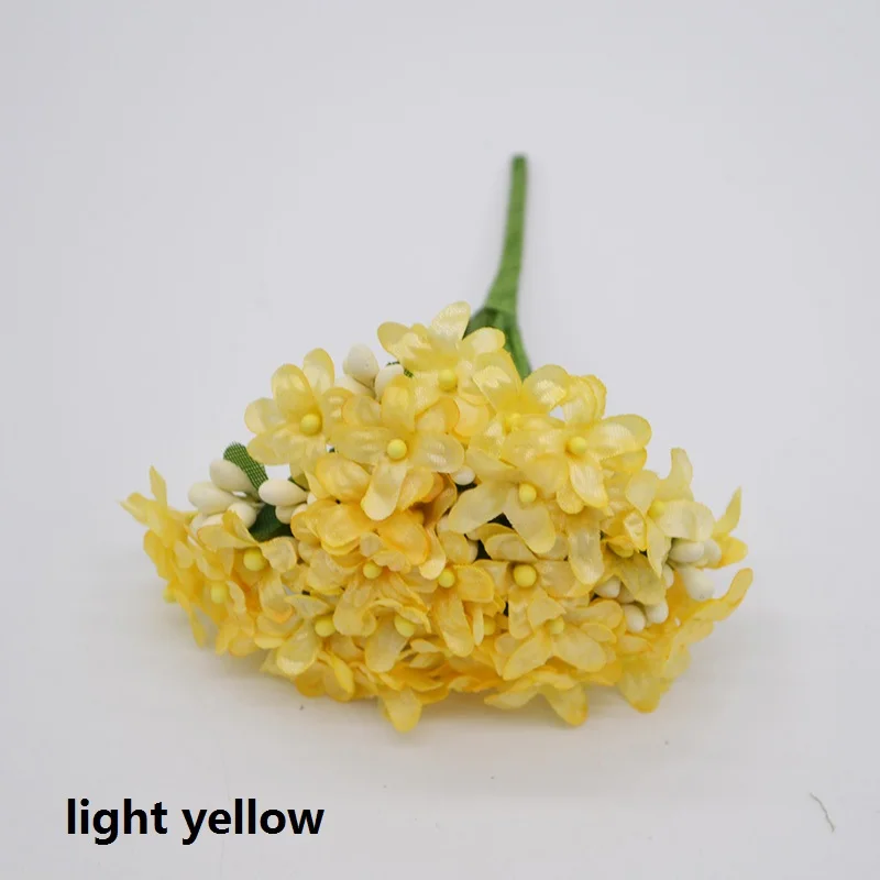 light yellow 12 шт./лот, искусственные сливы, ягода с тычинками, искусственные цветы для свадьбы, вечеринки, украшения дома, скрапбукинг, венок - Цвет: light yellow