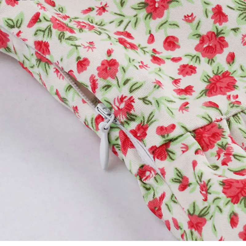 [JAVERS] 50 s Старинные Маленький Цветочный Принт Лук-узел Плиссированные Красное