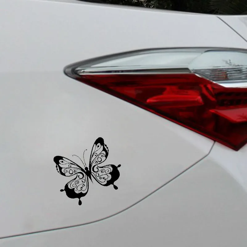 

YJZT 15.7CM*12.9CM Elegant Butterfly Beautiful Vinyl Decal Car Sticker Black/Silver C19-0532