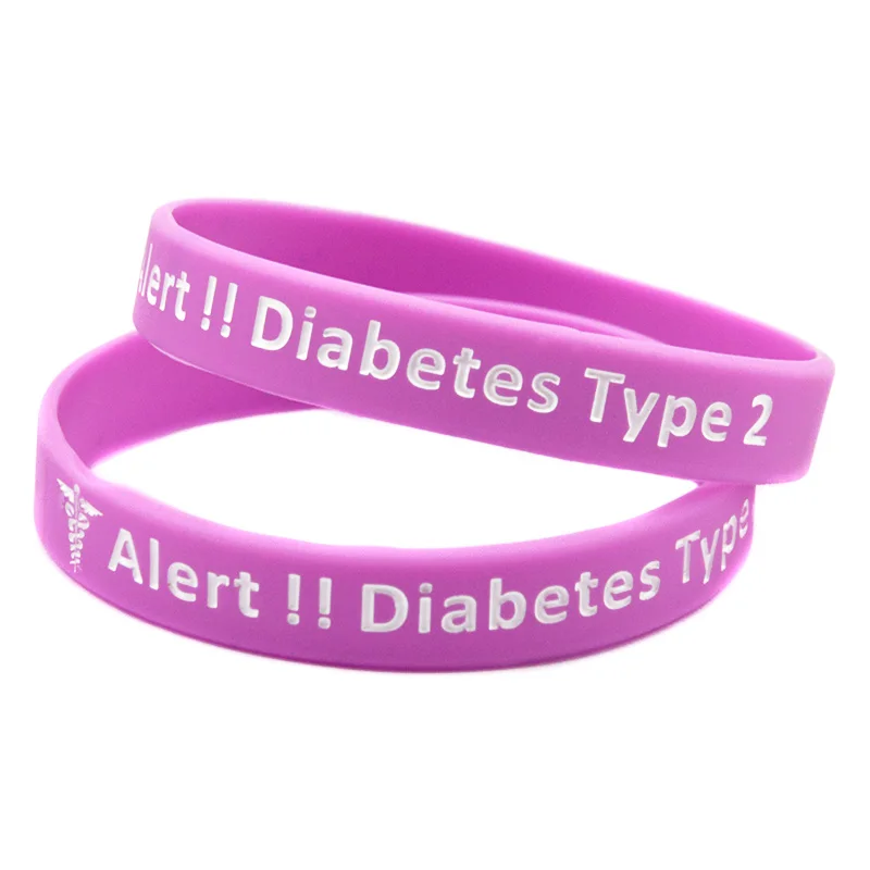 OBH 1 шт. Тип 2 Диабетическая Wristband силикона для чрезвычайных ситуаций взрослых