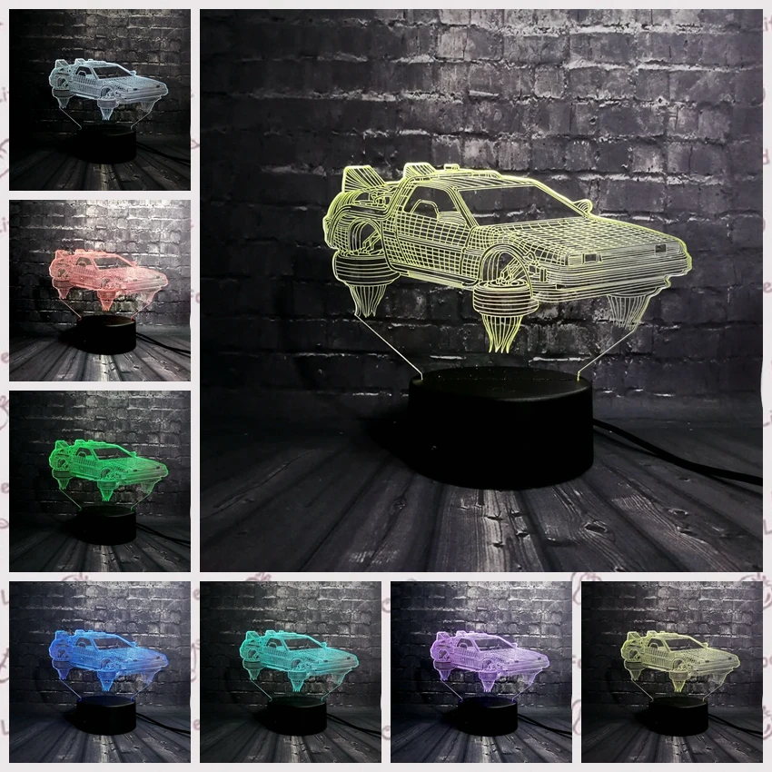 Роскошный автомобильный 3D светодиодный ночник, декоративный светильник USB, светильник для сна, 7 цветов, USB База для мальчиков, Детский Рождественский Радиоуправляемый пульт дистанционного управления