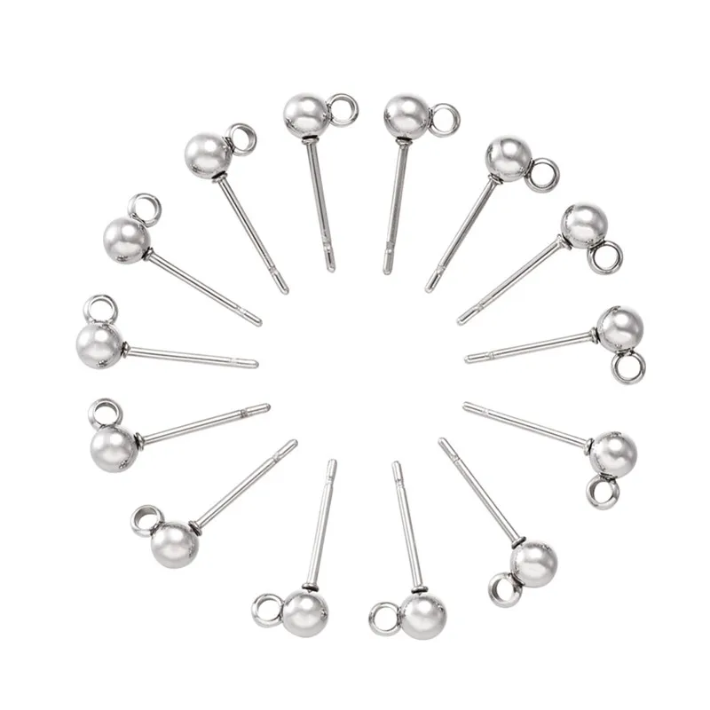 

pandahall 50pcs 304 Stainless Steel Ear Stud Earrings DIY Components, Earring Posts 15x6x4mm,Hole: 1mm; Pin: 0.4mm F70