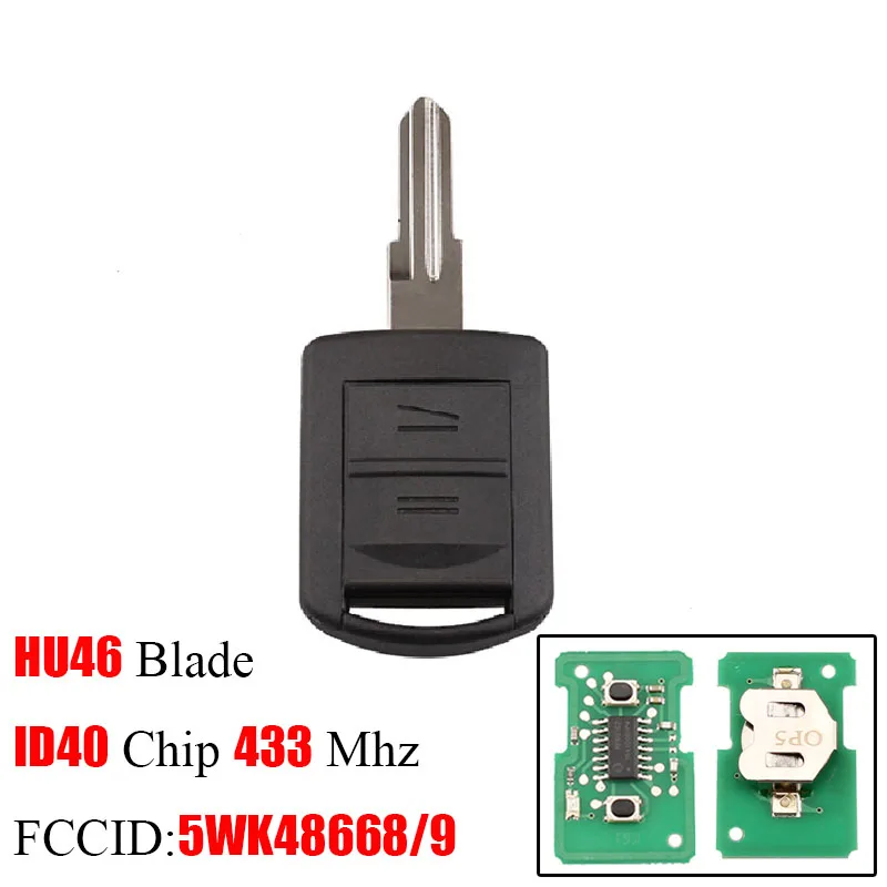 HU46 Blade BHKEY 2 кнопки Автомобильный ключ для Vauxhall Opel Corsa C Combo Tigra Meriva Agila чехол для дистанционного ключа Fob 433 МГц ID40 чип 5WK4 8668 - Цвет: HU46 Blade
