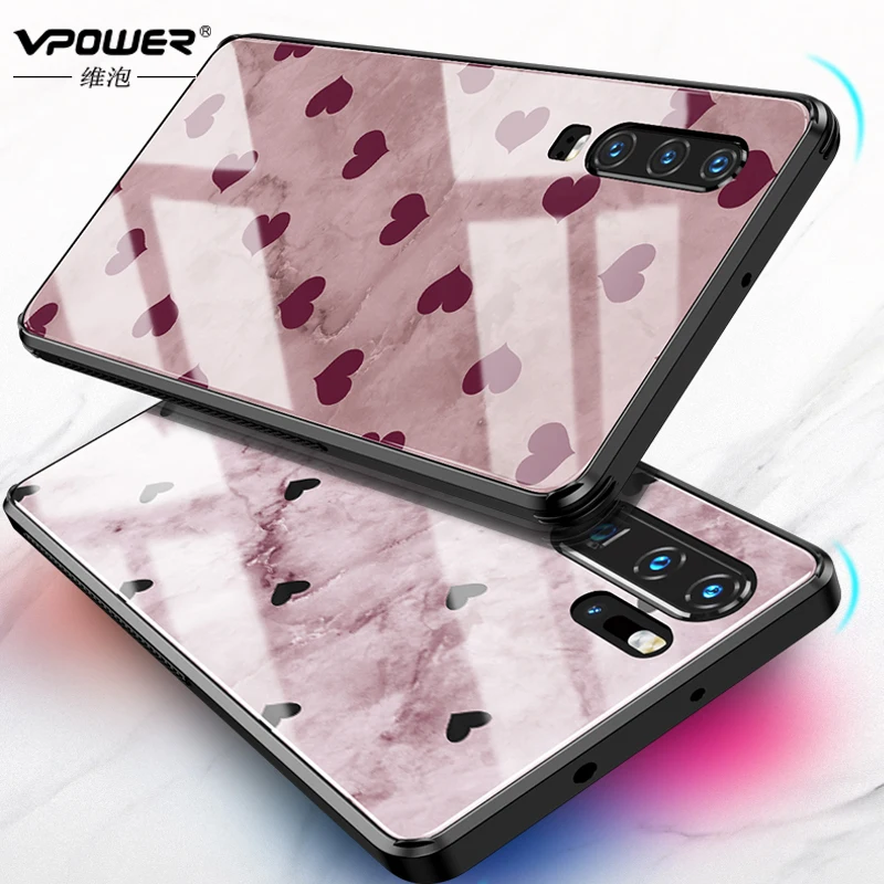 Для Huawei P30 Pro стеклянный чехол 6D узорчатый роскошный модный закаленное стекло