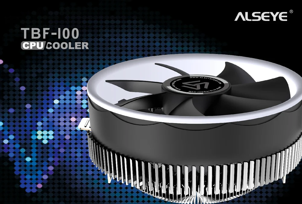 ALSEYE TBF-100 RGB вентилятор кулер для процессора алюминиевый теплоотвод тихий процессор вентилятора для LGA775/1151/1155/AM4