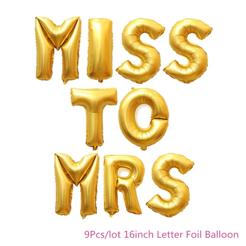 Gold Chicinlife, 9 шт., 16 дюймов, Miss to Mrs, шары из фольги в виде букв, девичник, вечерние, свадебные, девичьи, вечерние, для украшения - Цвет: Gold