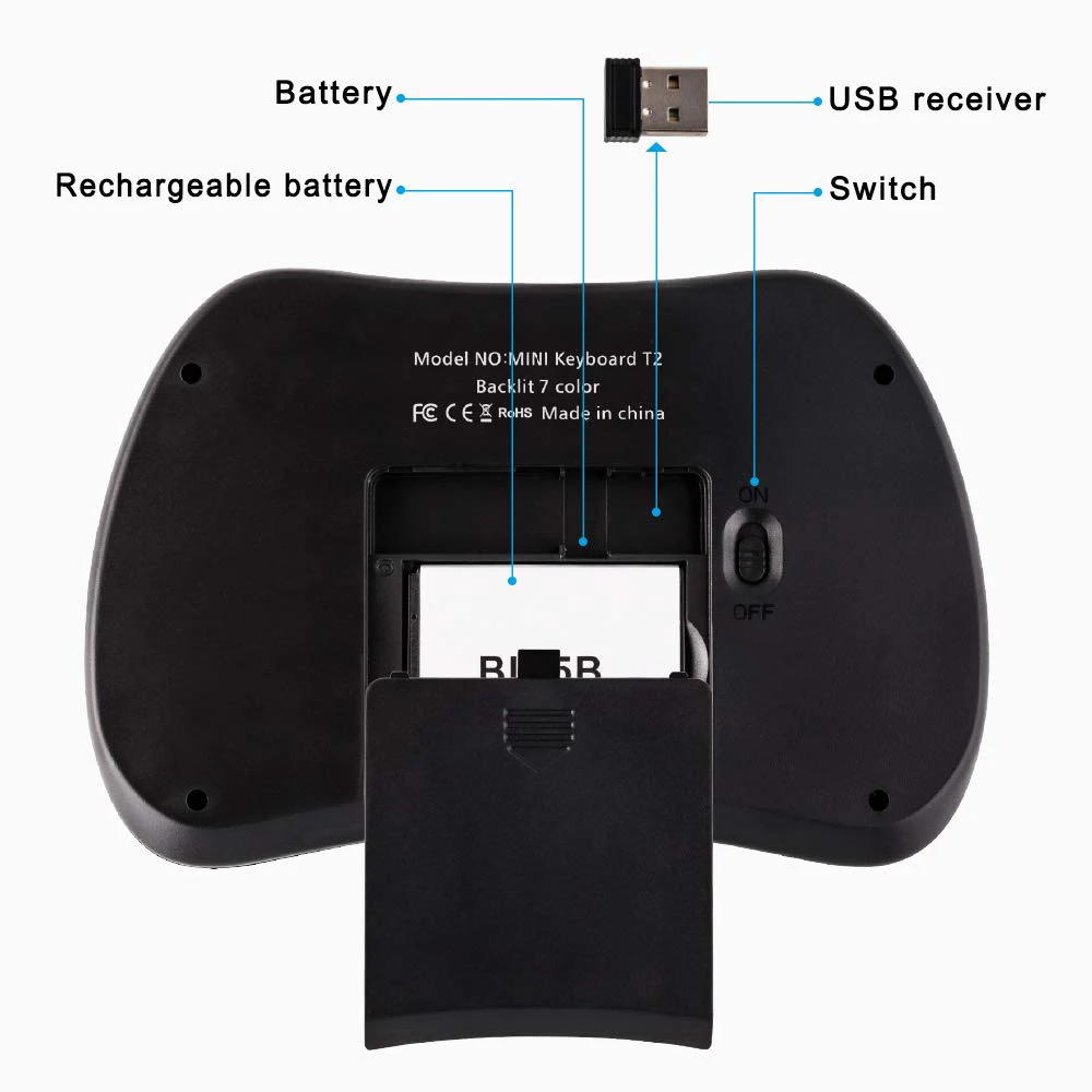 2 в 1 Мини Беспроводная клавиатура Air Mouse с тачпадом для Smart TV Samsung LG Android Tv Box ПК