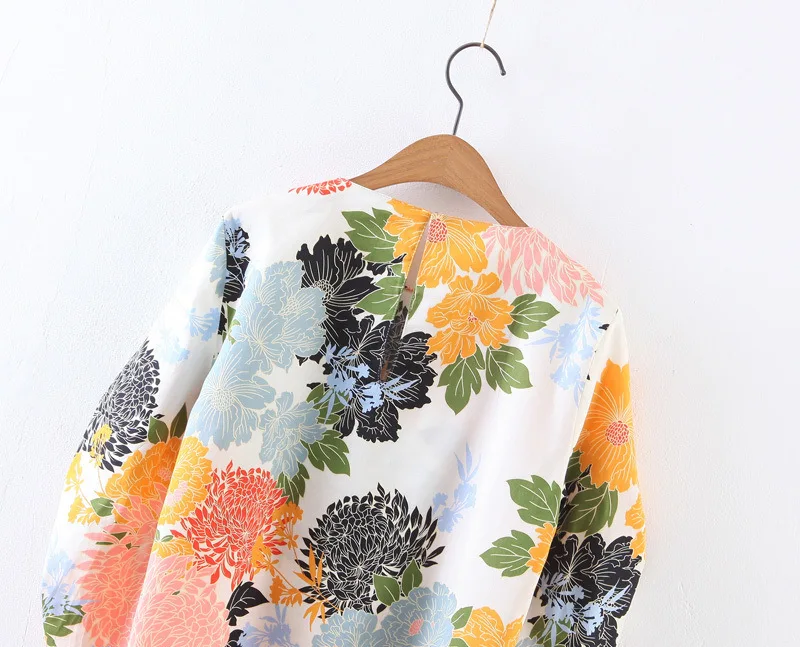 Blusas Feminina Ver O 2017 весна лето с круглым вырезом цветочным принтом женская блузка