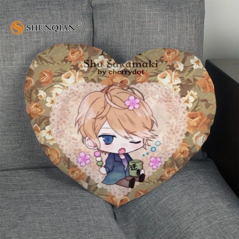 Темно-серый Наволочка на заказ DIABOLIK LOVERS в форме сердца, Подушка на молнии, чехол, лучший подарок, размер 41x36 см, 47x42 см - Цвет: Темно-серый