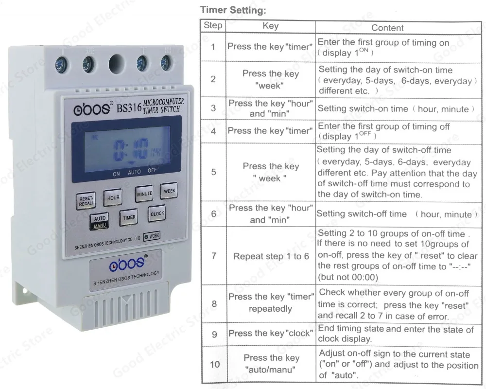 BS316 AC 220V 25A din-рейка lcd цифровой программируемый электронный таймер контроллер цифрового таймера BS316