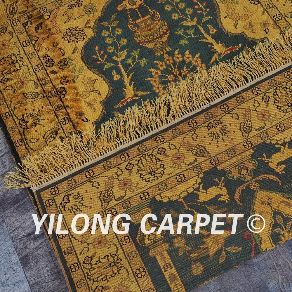 YILONG 2 5 'x 4' ручной персидский ковер Шелковый аутентичный старый кашмирский