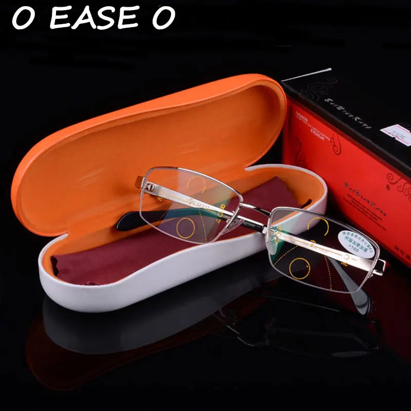 Top Quality Multi Focal Progressive Reading Glasses Titanium Silver Comfortable Unisex With Case +100~+400 2305 | Аксессуары для