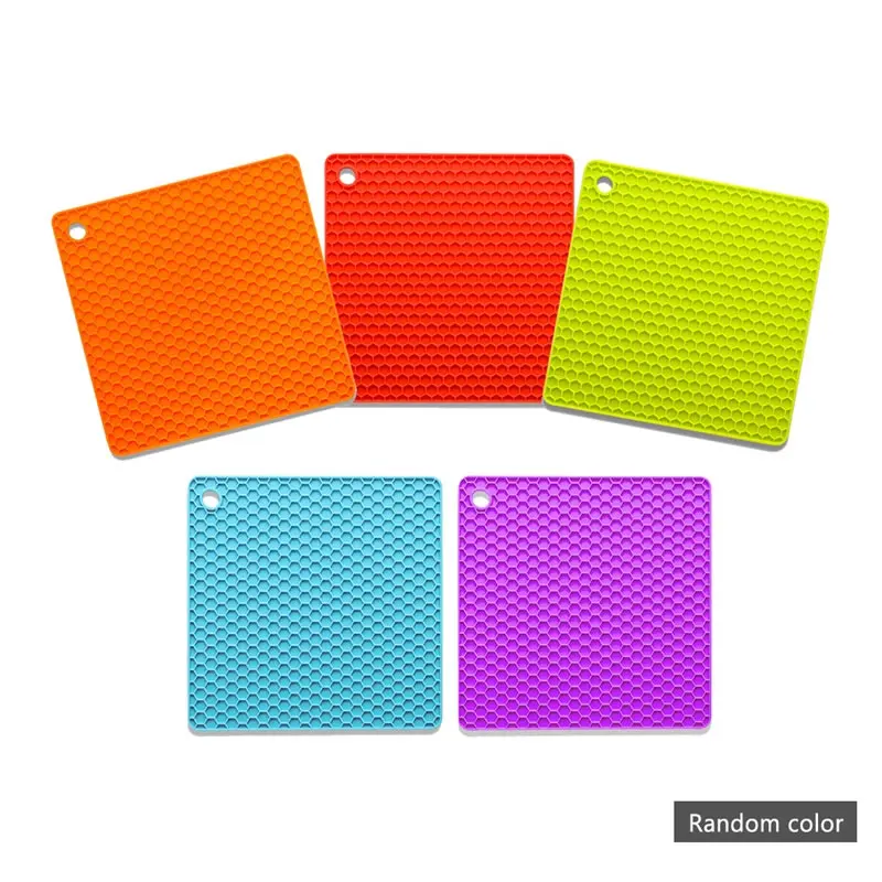 Random Color Upspirit силиконовый Квадратный Настольный коврик, миска, тарелка, кастрюля, держатель, подставка, термостойкая чашка, подставка, ложка, отдых, кухонные инструменты для выпечки - Цвет: Random Color