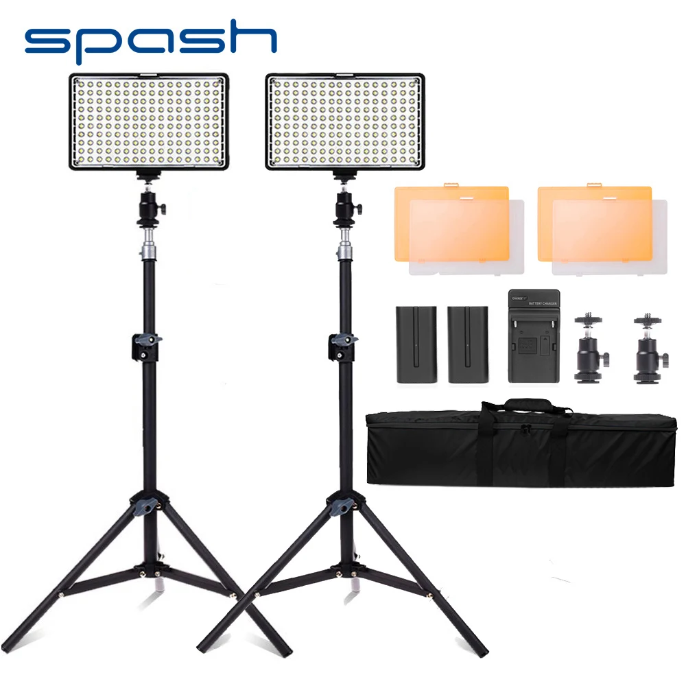 Spash TL-160S 2 комплекта светодиодный свет 3200 K/5600 K CRI85 фотографии освещения Студия фото лампа Панель LED подсветка для снимать видео