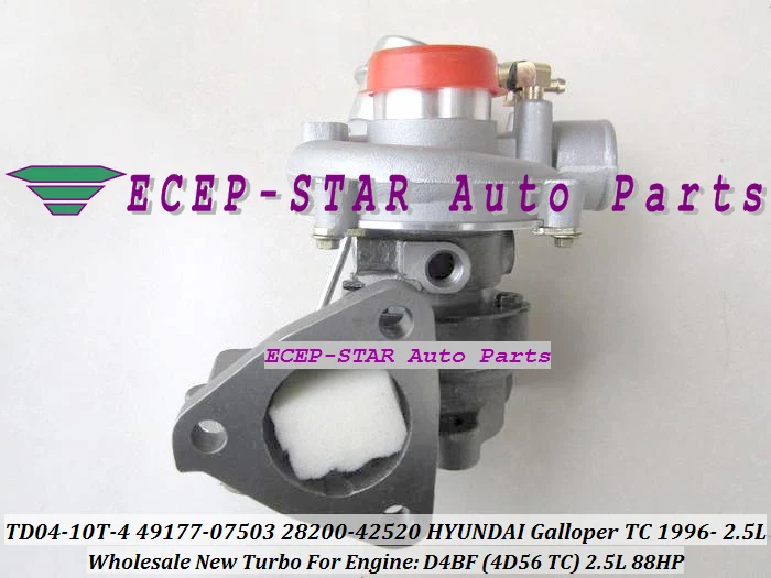 TD04 10T 4 Турбокомпрессор 49177 07503 28200 42520 Для HYUNDAI Galloper TC 1996 двигатель D4BF (4D56 T/C) 2.5L