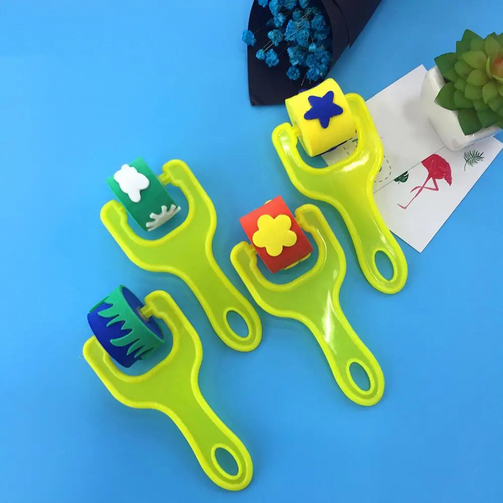 

4Pcs Creative Flower Star Sponge Roller Paintbrush DIY Painting Tools Kids Toys