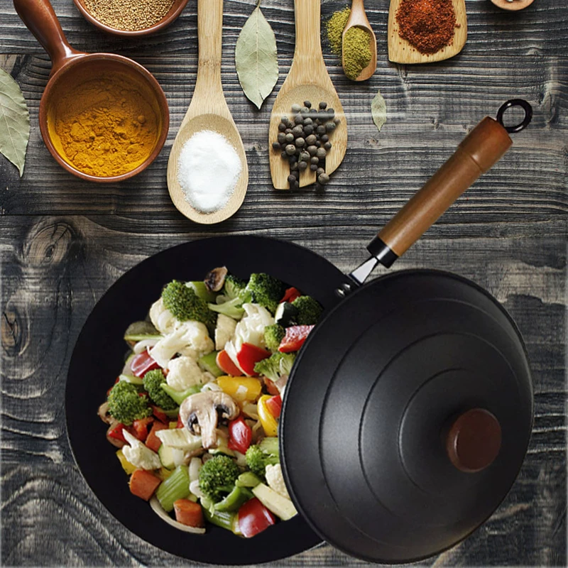 Мастер Звезда 30 см чугунные антипригарные Woks с крышкой Изысканная посуда Stew