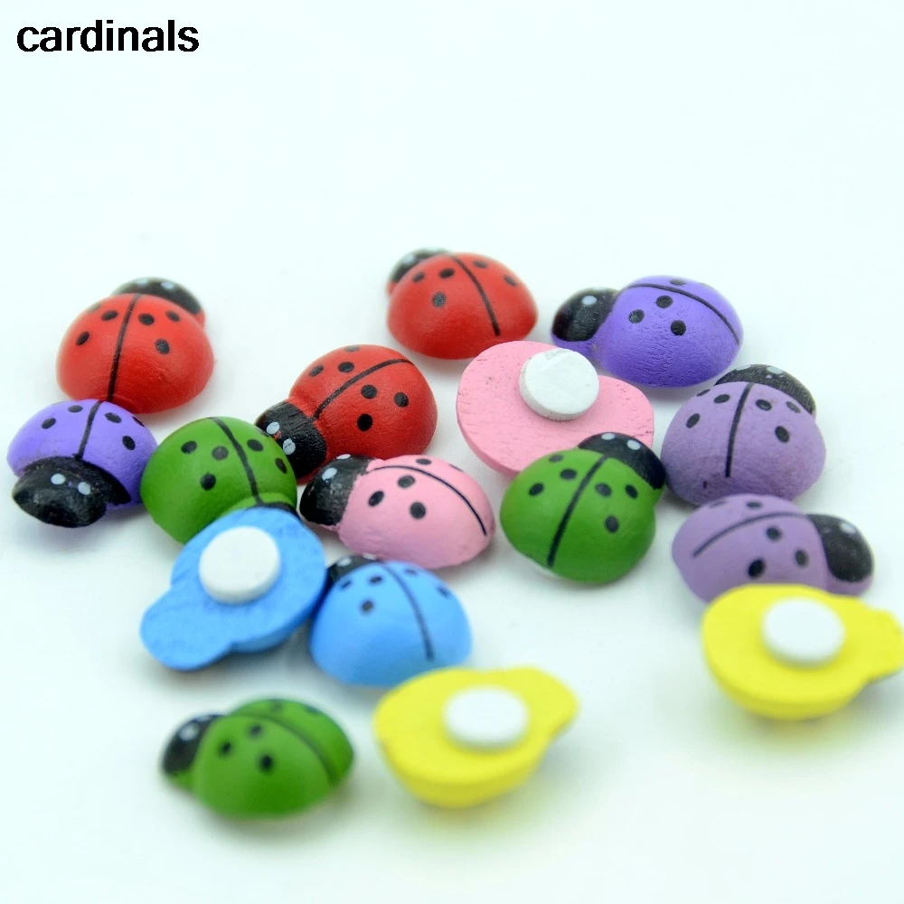 

500 шт., детские деревянные наклейки «божья коровка»