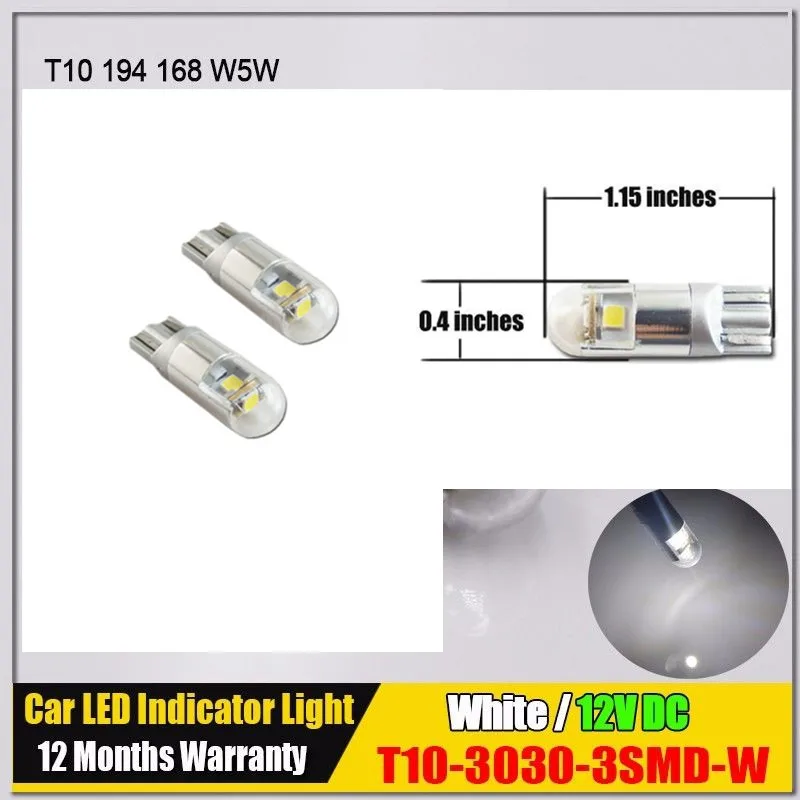 

2 Pieces 9W 400Lms 360 Degree T10 501 194 3030 3smd Car led Replacement Bulb For Parking Lights, White