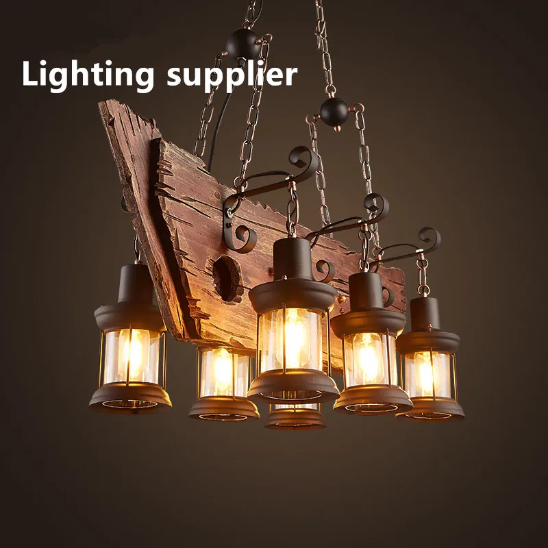 Подвесная лампа в стиле ретро индастриал 6 лампочек накаливания