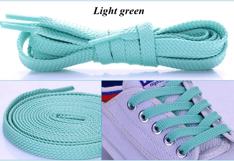 Light green 1 пара двойных плоских шнурков высокого качества из полиэстера шнурки Модные Спортивные Повседневные шнурки 28 цветов - Цвет: Light green