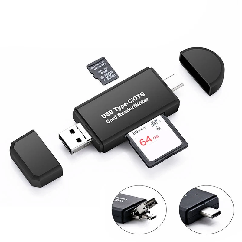

Hot Type C & micro USB & USB 3 In 1 OTG Card Reader High-speed USB2.0 Universal OTG TF/SD for Android Computer Extension Headers