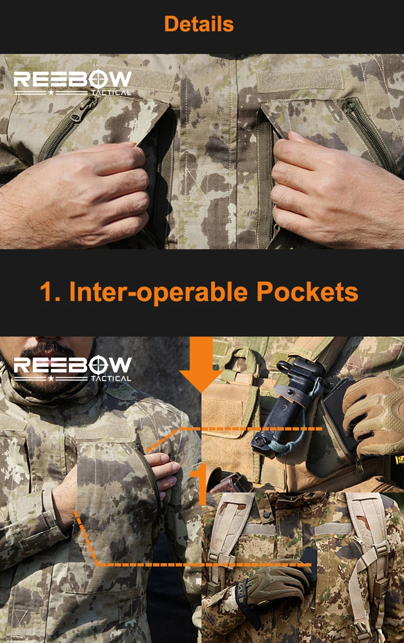 REEBOW тактическая Мужская городская Спортивная камуфляжная куртка BDU уличная