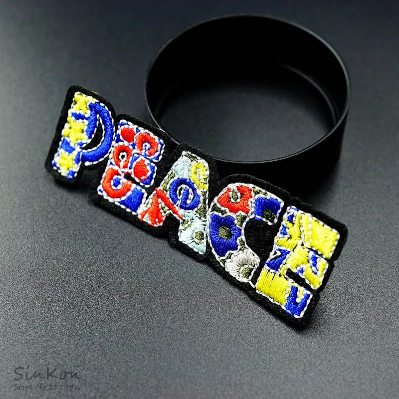 Патчи с вышивкой PEACE (Размер: x см) термоклейкая аппликация значки наклейки для