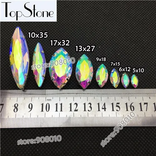 TopStone пришить Стекло кристаллы Наветт Необычные Камень с металлическим коготь Установка 5x10mm~ 13x48 мм лошадиный глаз швейная бусины