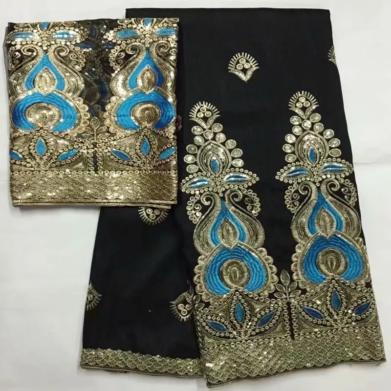 Black Color African Lace George High Quality Nigerian Fabrics New Silk Fabric With Beaded And Sequins ZGL18-1 | Дом и сад