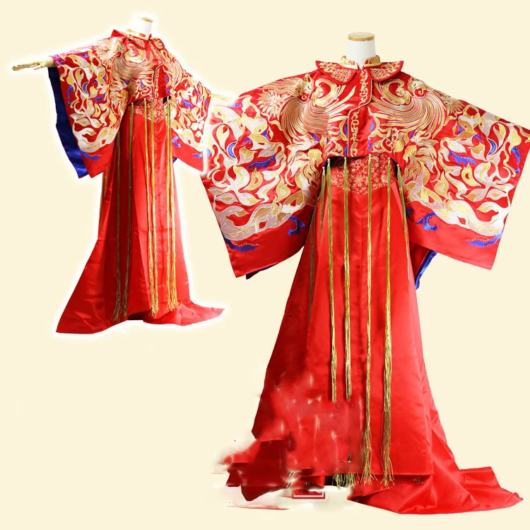 Tong LiYa Chen SiCheng Red Chinese Wedding Hanfu Couple Costume Sets Republican Period Wedding Bride and Groom Hanfu