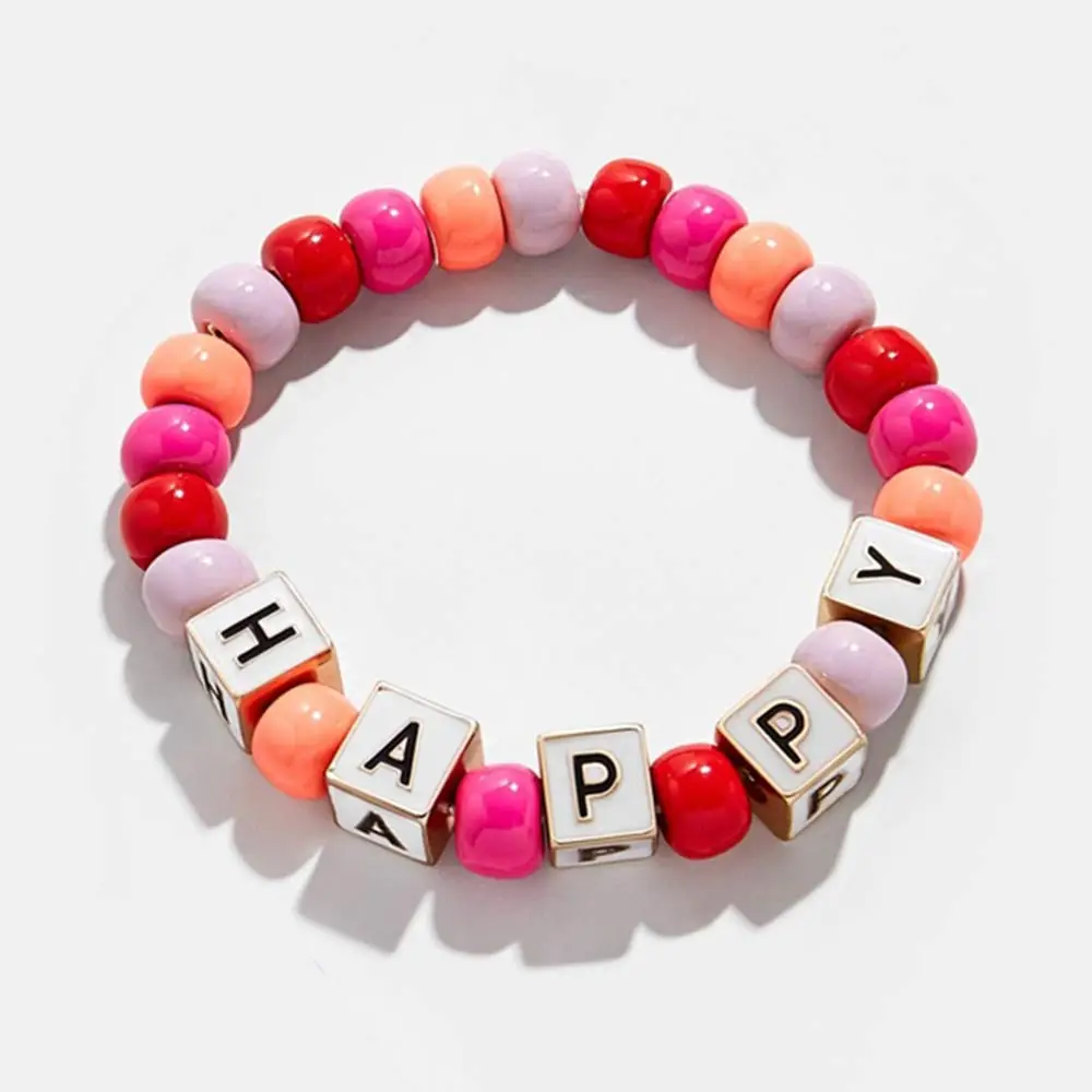 Girlgo богемные красочные браслеты ручной работы с буквенными бусинами Женские аксессуары, бижутерия тренд Браслет из цепочек свадебные подарки