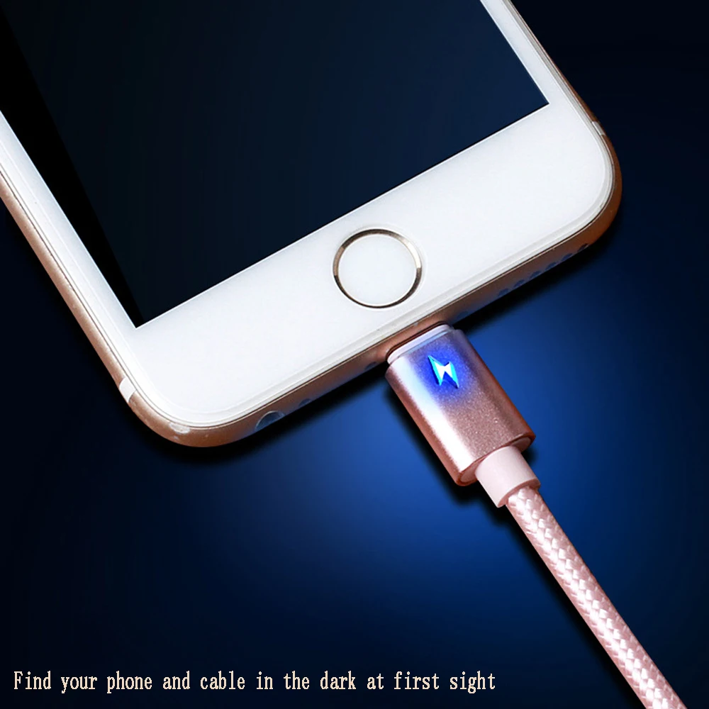 Металлический нейлоновый Плетеный светодиодный индикатор Type-C кабель для