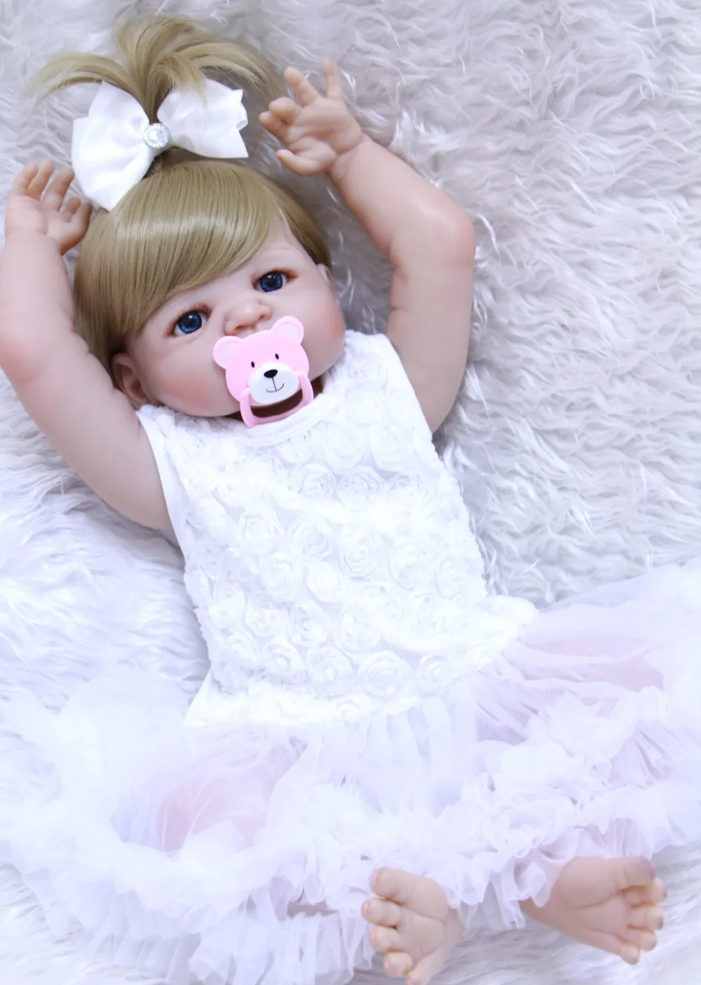 Настоящая 57 см силиконовая кукла для новорожденных девочек игрушка ванны