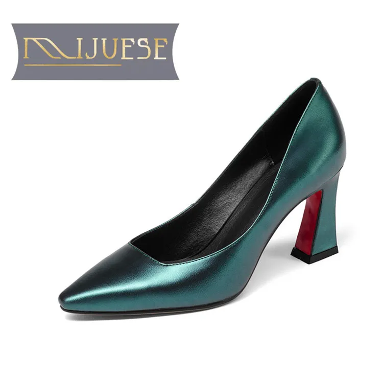MLJUESE/2018 Женские туфли лодочки из натуральной кожи с острым носком chaussures femme