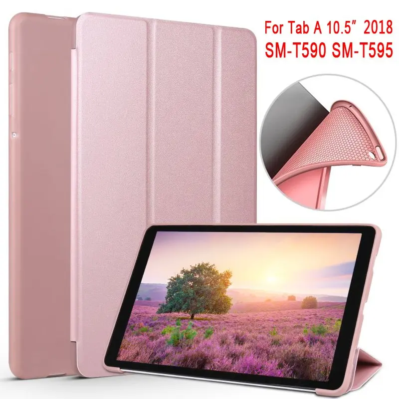 Rose Gold Умный сон кожаный чехол для Samsung Galaxy Tab A A2 10,5 T590 T595 SM-T590 SM-T595 для задней поверхности из мягкого силикона с откидной крышкой Funda - Цвет: Rose Gold