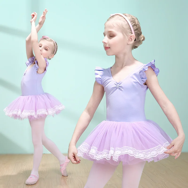 Детское бальное платье с коротким рукавом и оборками для девочек балетное