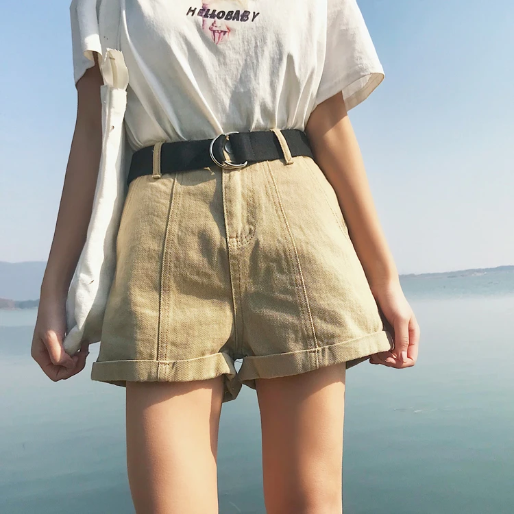 S XL 2XL размера плюс 2018 летние шорты с высокой талией feminino джинсовые свернутые