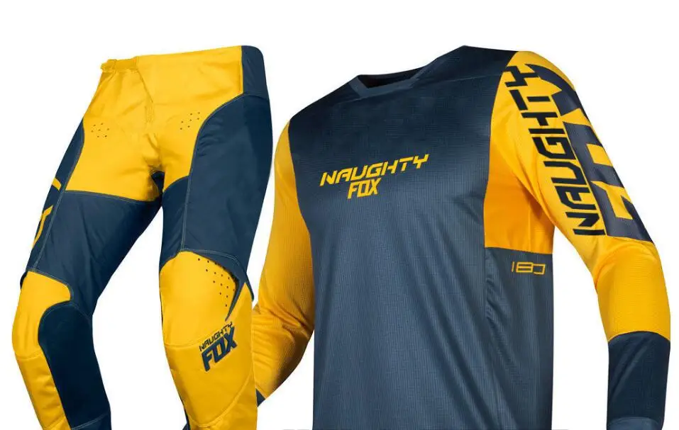 Цвет: желтый NAUGHTY FOX MX 180 Prizm Stone Grey Jersey Pants Motocross Gear Set Racing Off-Road Race Gear Pant& Jersey Combo - Цвет: Цвет: желтый