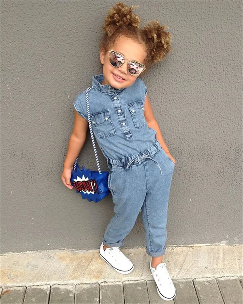 Kids Baby Girl Denim Romper Jumpsuit Playsuit Long Pants Clothes Outfits Summer Jeans Fashionable Newest images - 6