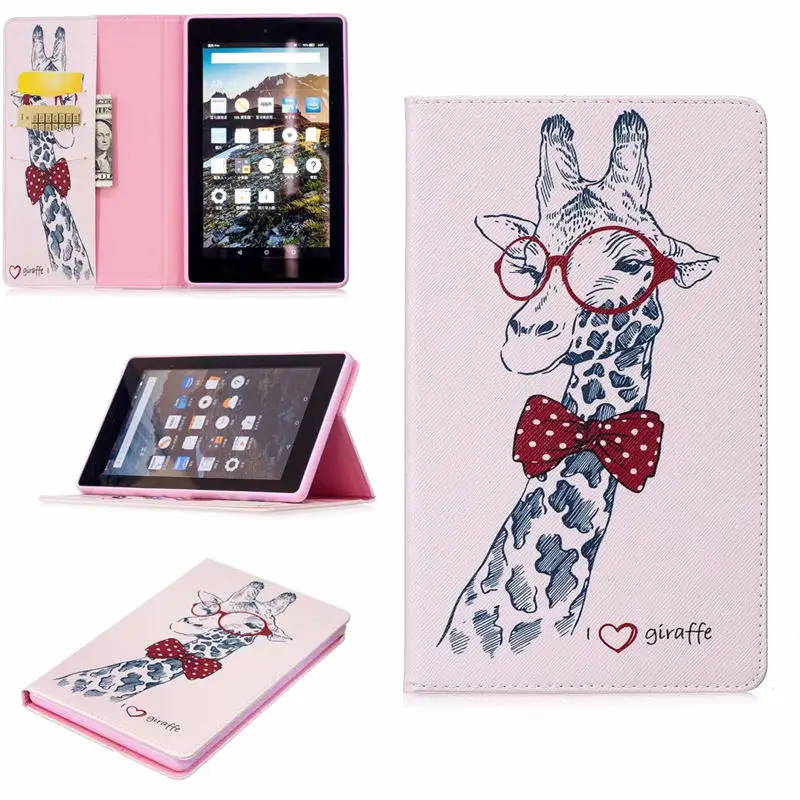 Чехол для Amazon Kindle Fire 7 Чехол 5-го 7-го поколения чехол Модный узор из искусственной кожи силиконовый чехол с подставкой