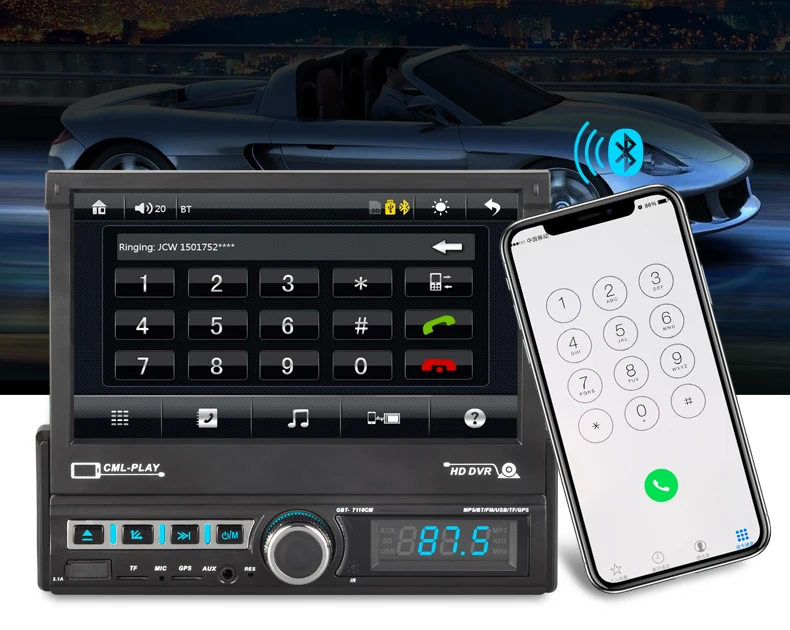ESSGOO " Автомагнитола 1 Din Авторадио Bluetooth gps Автомобильный мультимедийный MP5 плеер выдвижной сенсорный экран AUX MP3 FM USB камера заднего вида