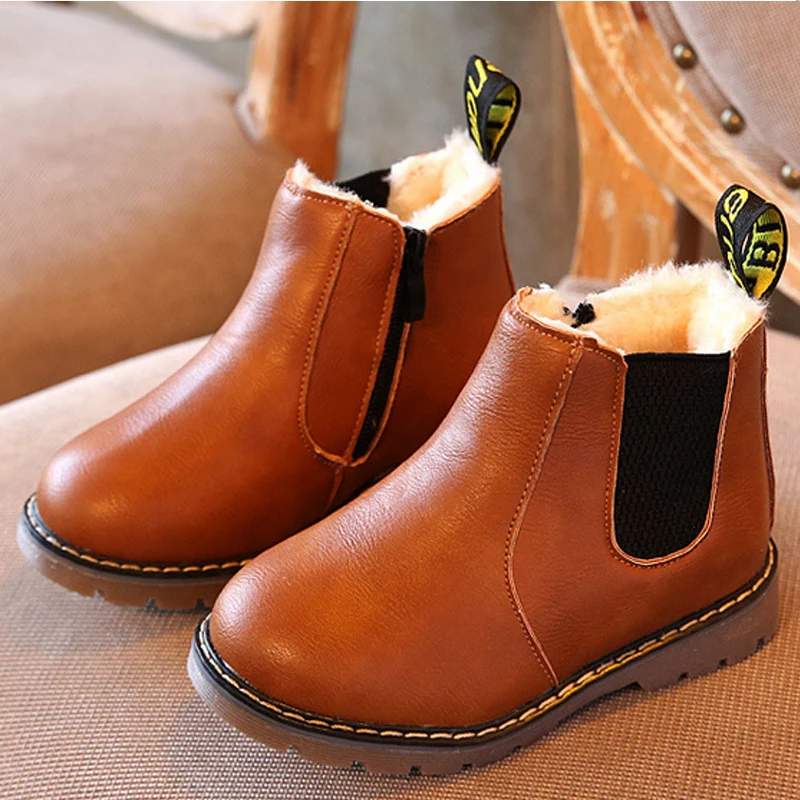2016 Новый Осень Зима Мальчики Девочки ПУ Кожаные Ботинки Снега дети